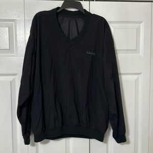 Izod large wind breaker pull over. Black.  Folds up into the left zipper pocket